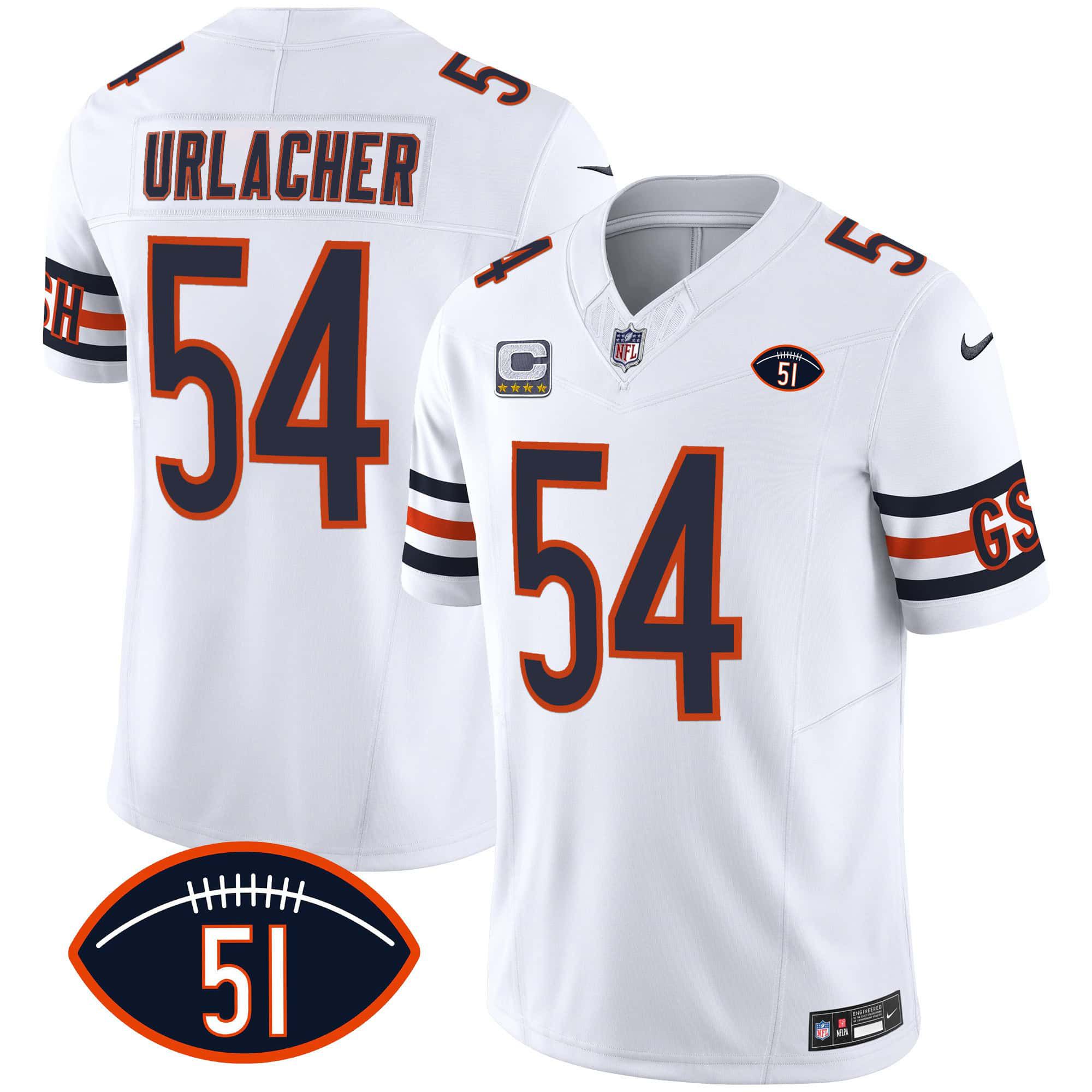 Men Chicago Bears #54 Urlacher White 2024 Nike Patch GSH Vapor NFL Jersey->indianapolis colts->NFL Jersey